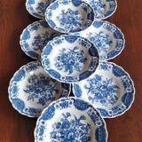 12 assiettes creuses anglaises Ridgway "Windsor" bleu