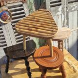 Vintage bamboo tripod stool