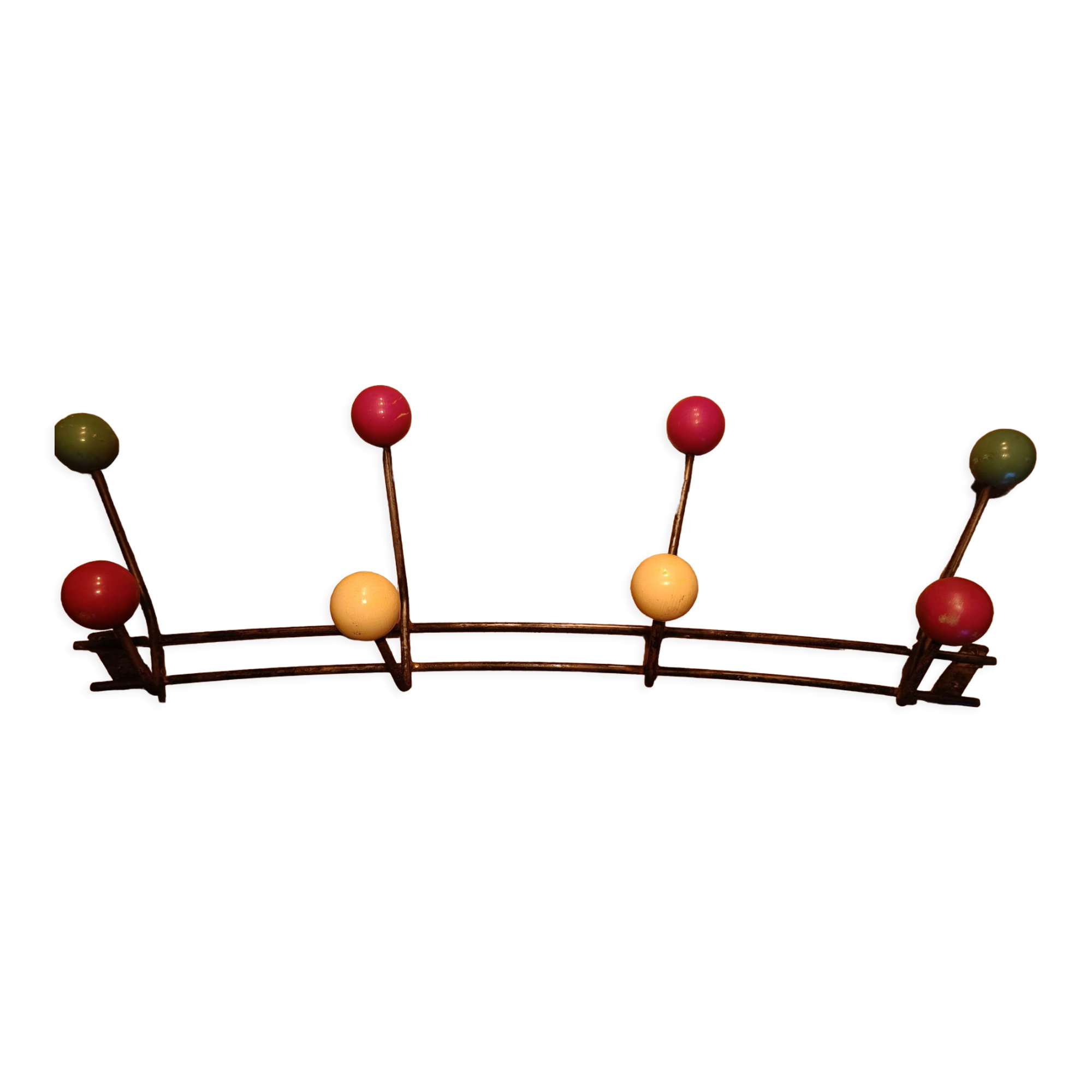 Vintage wall coat rack 8 balls