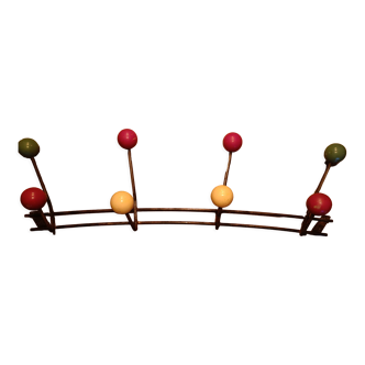 Vintage wall coat rack 8 balls