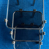 SET OF 3 NESTING TABLES WITH CHROME METAL DOUBLE BASE AND SMOKED GLASS