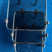 SET OF 3 NESTING TABLES WITH CHROME METAL DOUBLE BASE AND SMOKED GLASS