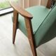 Vintage rustic oak armchair in green wool, 1960s
