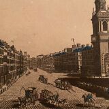 Engraving from optical view The main street and the Church of Sainte Marie Londres