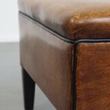Square Sheepskin Leather Ottoman