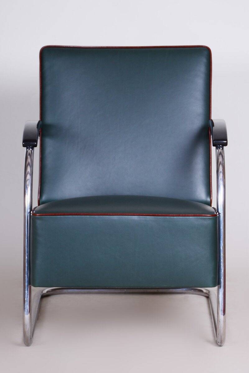 Bauhaus Chrome & Leather Armchair from Mücke-Melder, 1930s