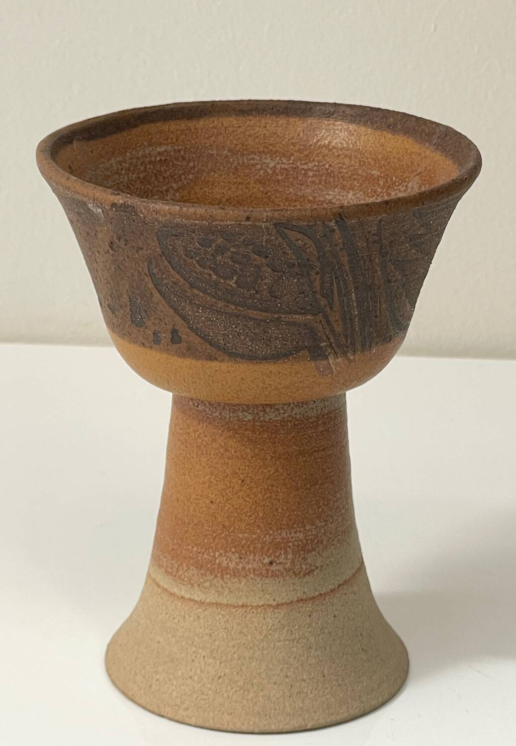 Vintage Scandinavian stoneware chalice cup, Höganäs style, 1960s.