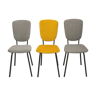 Serie de 3 chaises années 60 retapissées