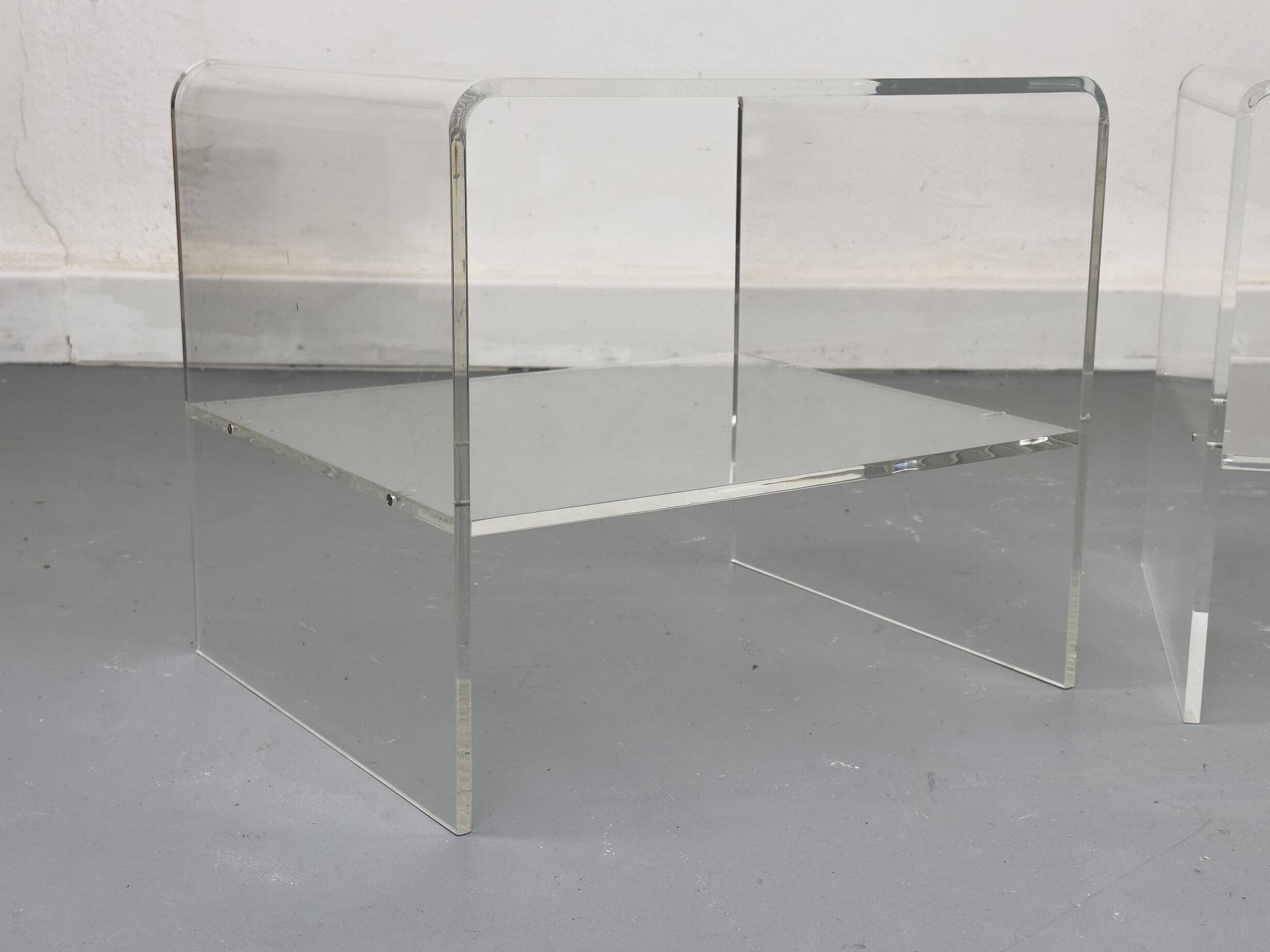 Set of 2 Acrylic Bedside Tables, 1970s