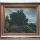 19th century oil painting on canvas, countryside landscape dated and signed