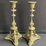 Pair of 19th century candlesticks – Gilt bronze