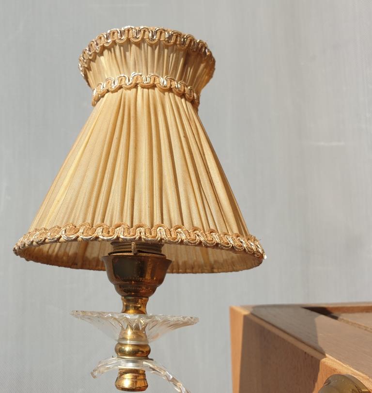 Pair of vintage wall lamps plexi lampshade pleated gold