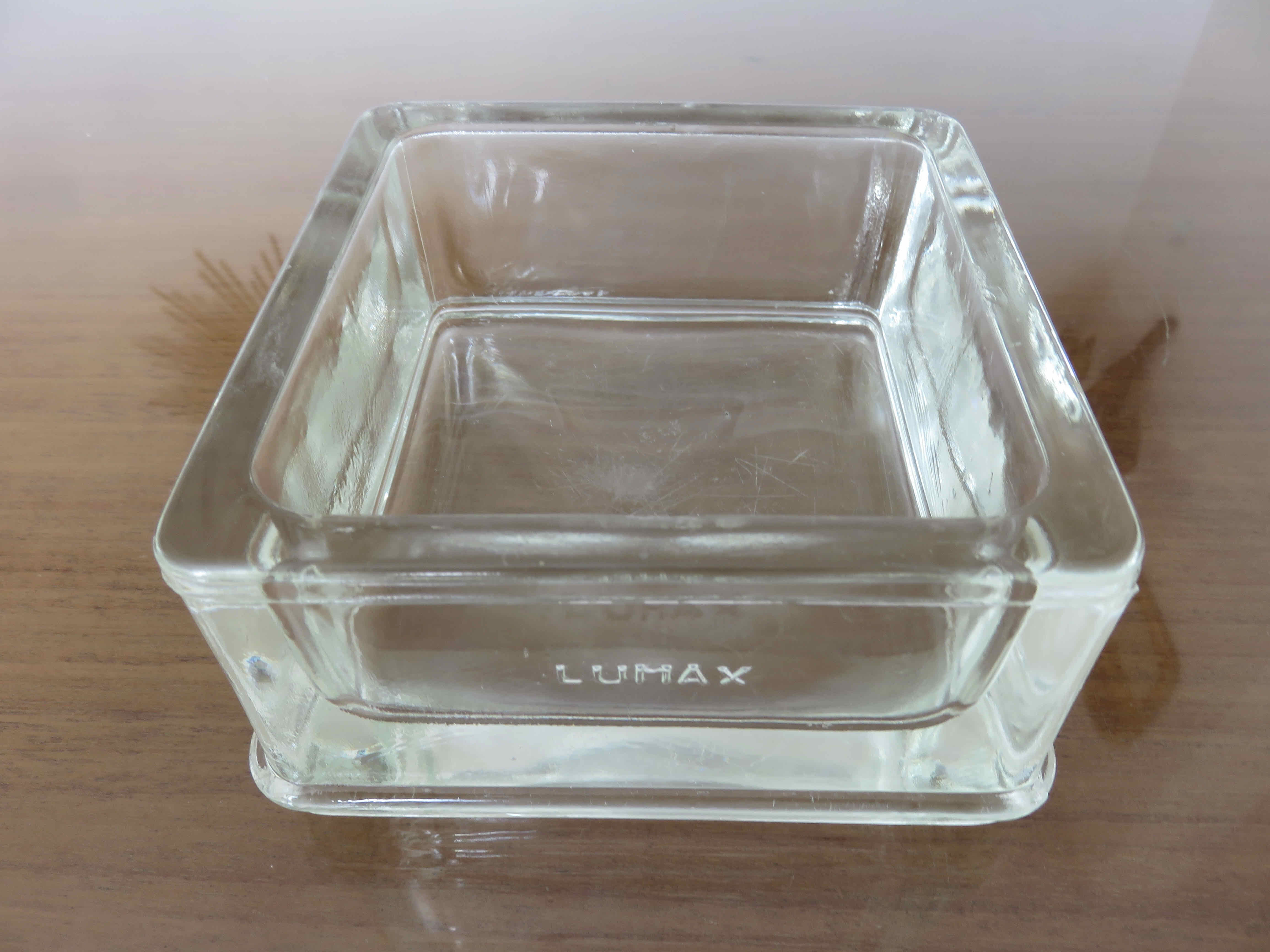 Glass paving ashtray signed lumax 40s 50