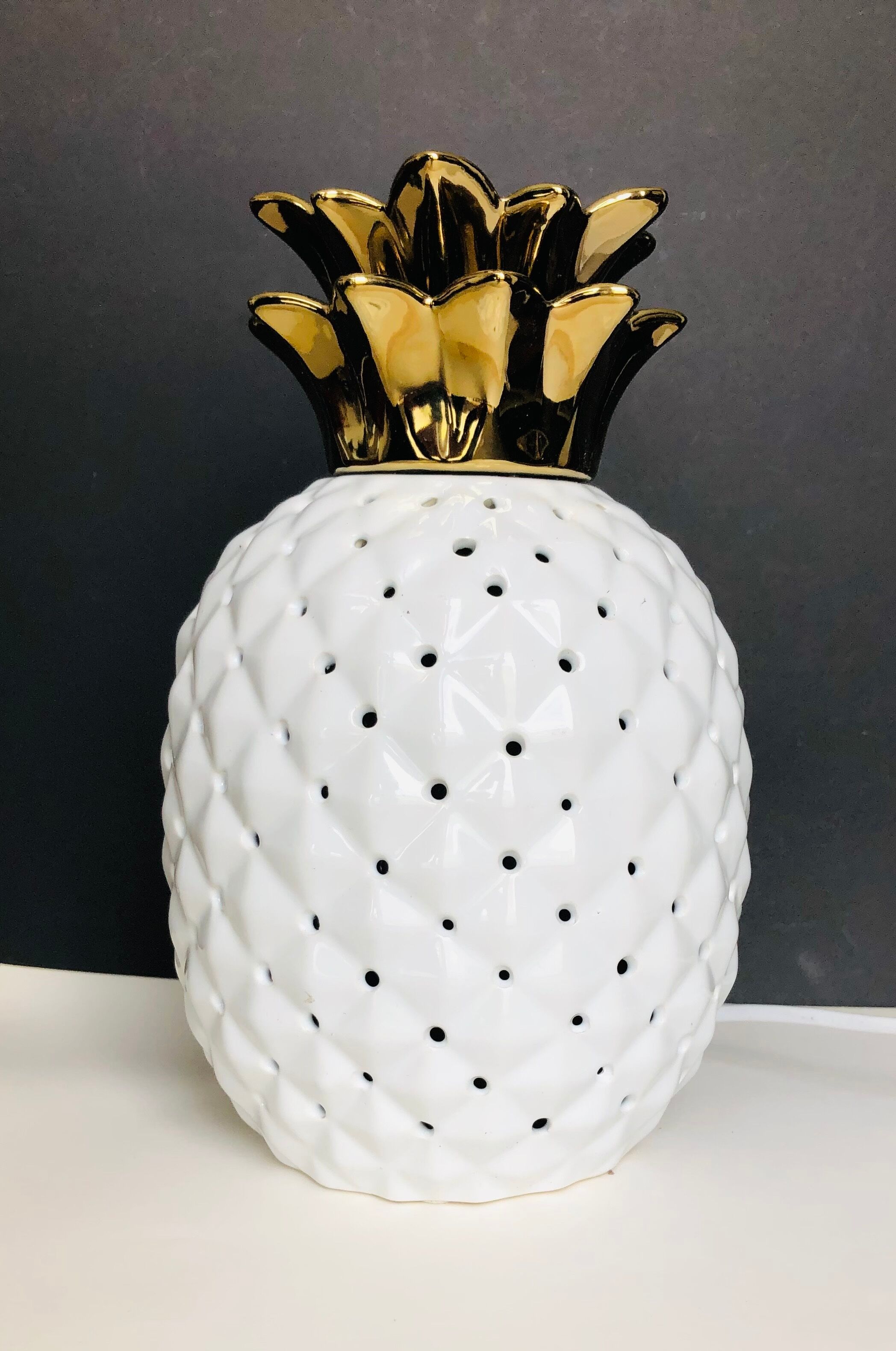 White ceramic pineapple lamp