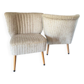 Paire de fauteuils cocktail en tissu beige