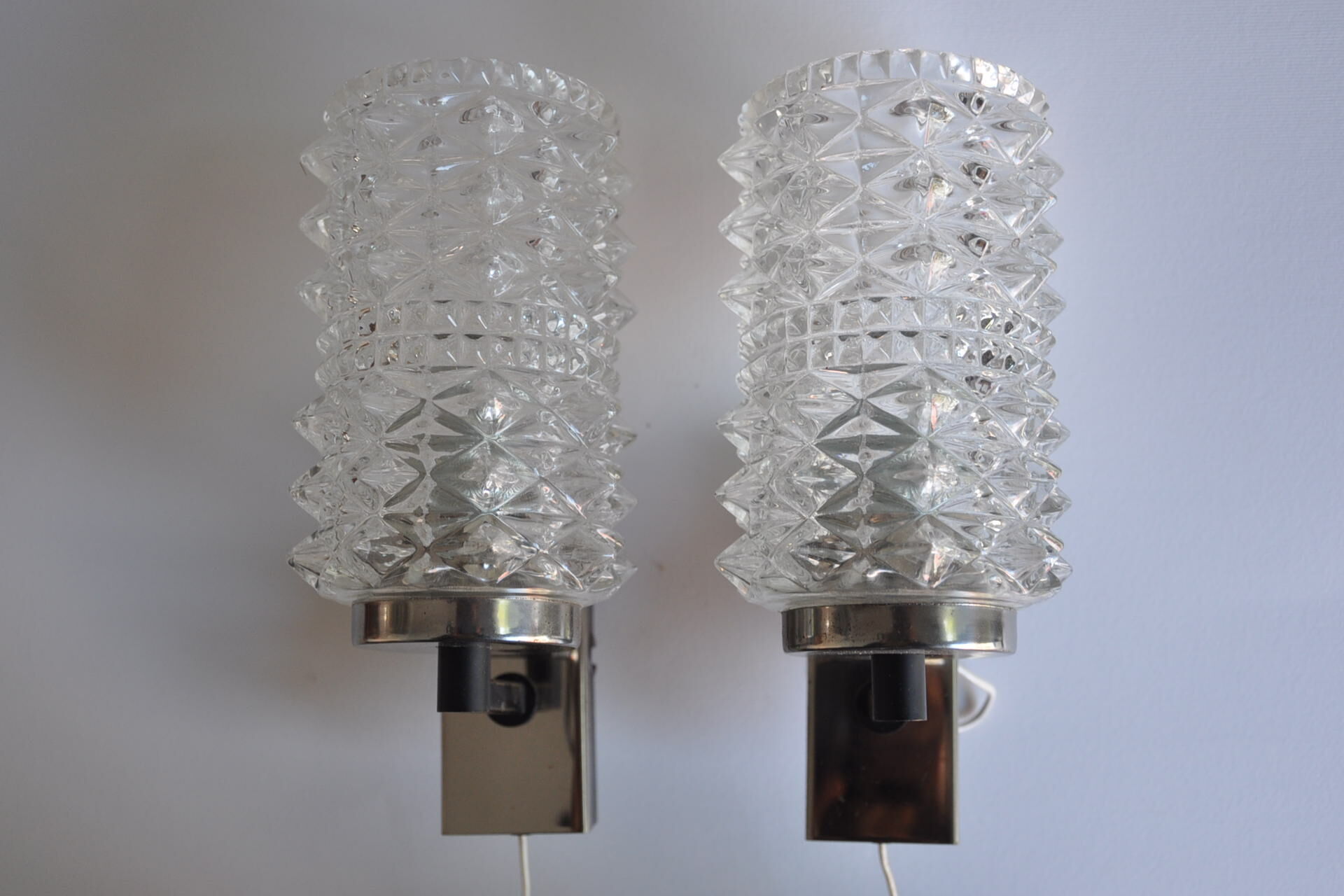 Pair of iron, chromed metal and glass years 50 / 60