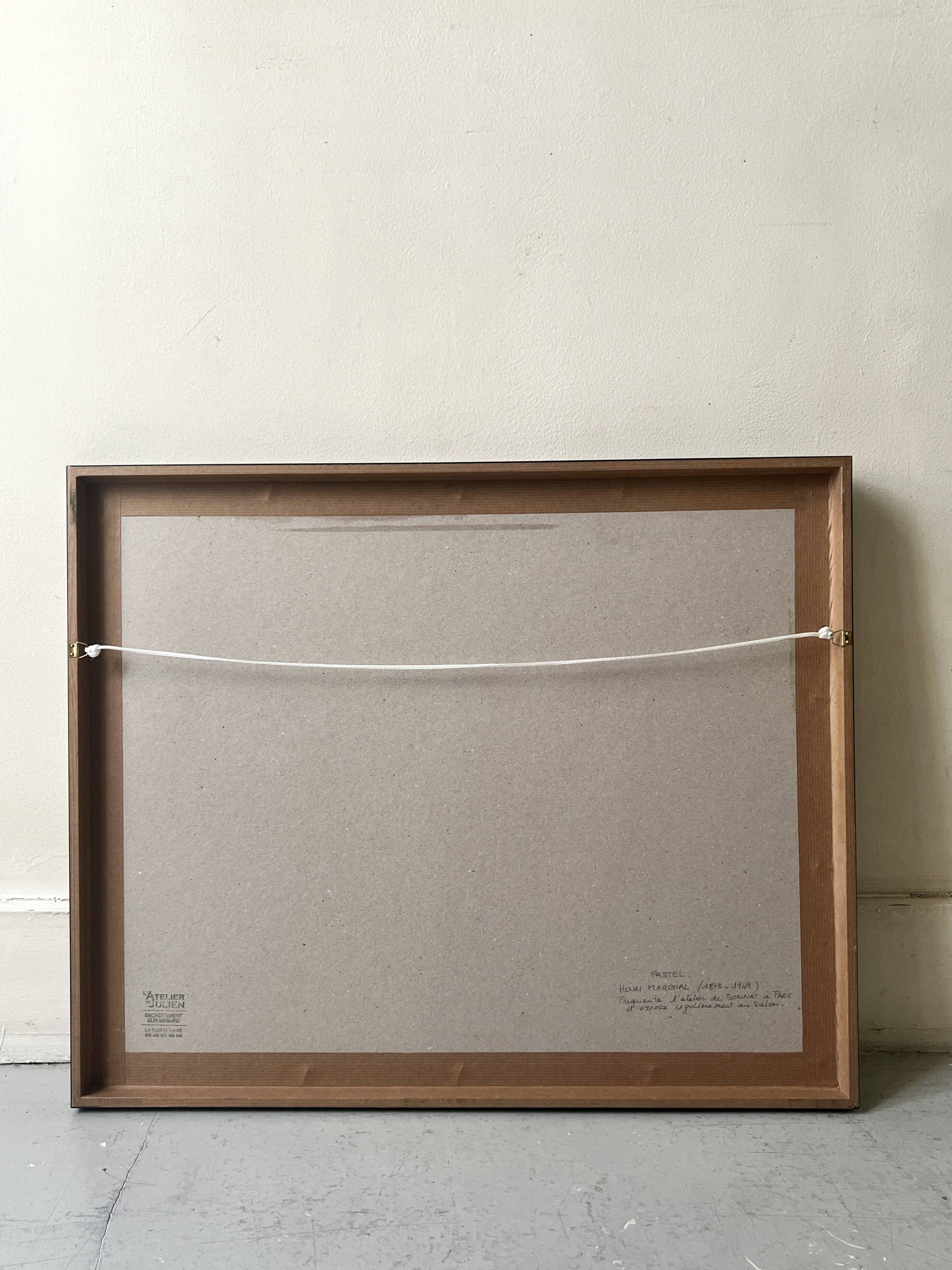 Pastel landscape under glass signed Henri Marchal