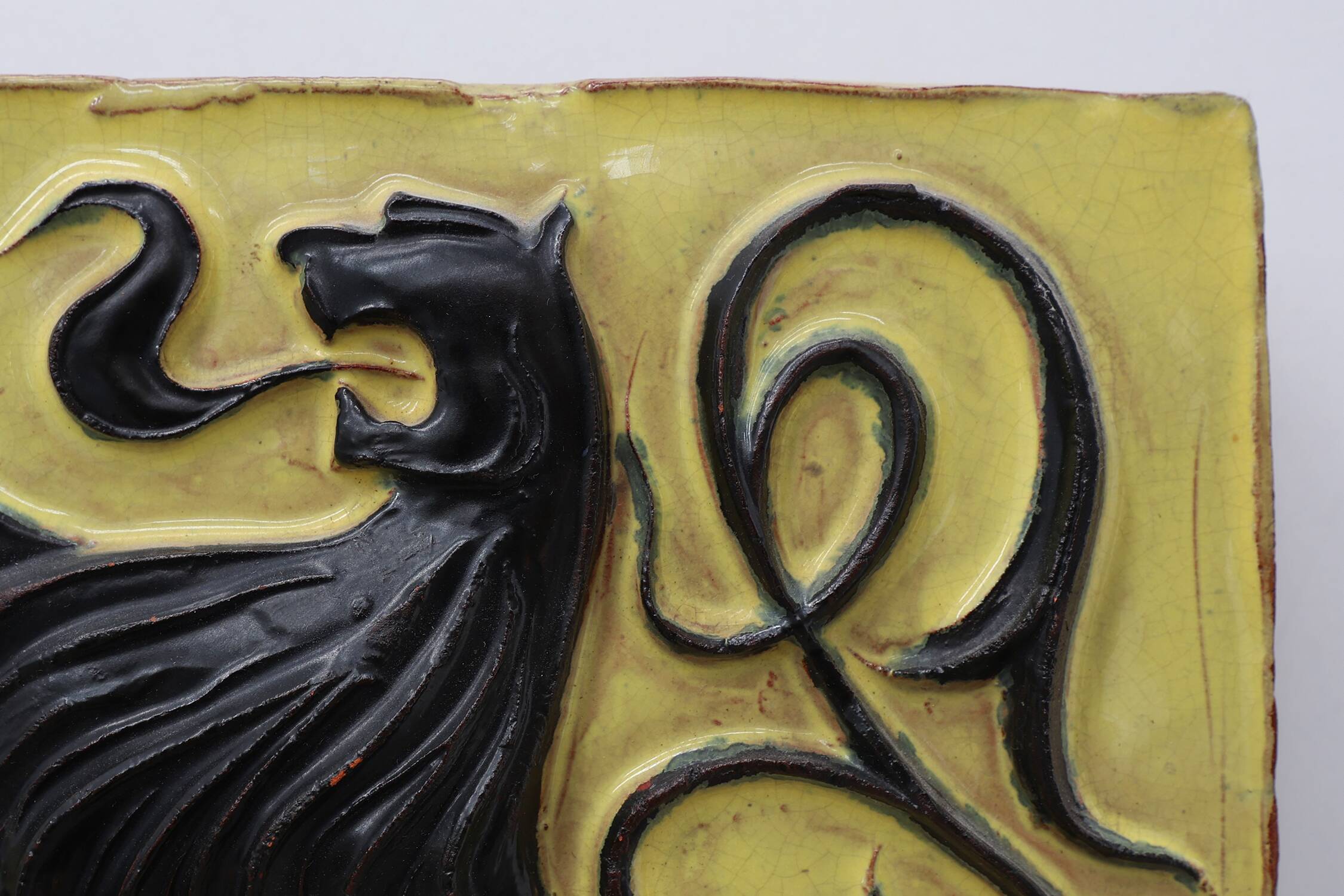 Wall Plaque with Flemish Lion by Vandeweghe for Amphora, Belgium, ca. 1950