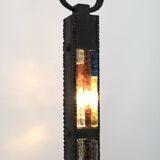 Poliarte Brutalist Italian Wrought Iron and Color Raw Glass Floor Lamp, 60