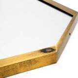 Large unusual Italian Mid Century Modern octagonal brass wall mirror