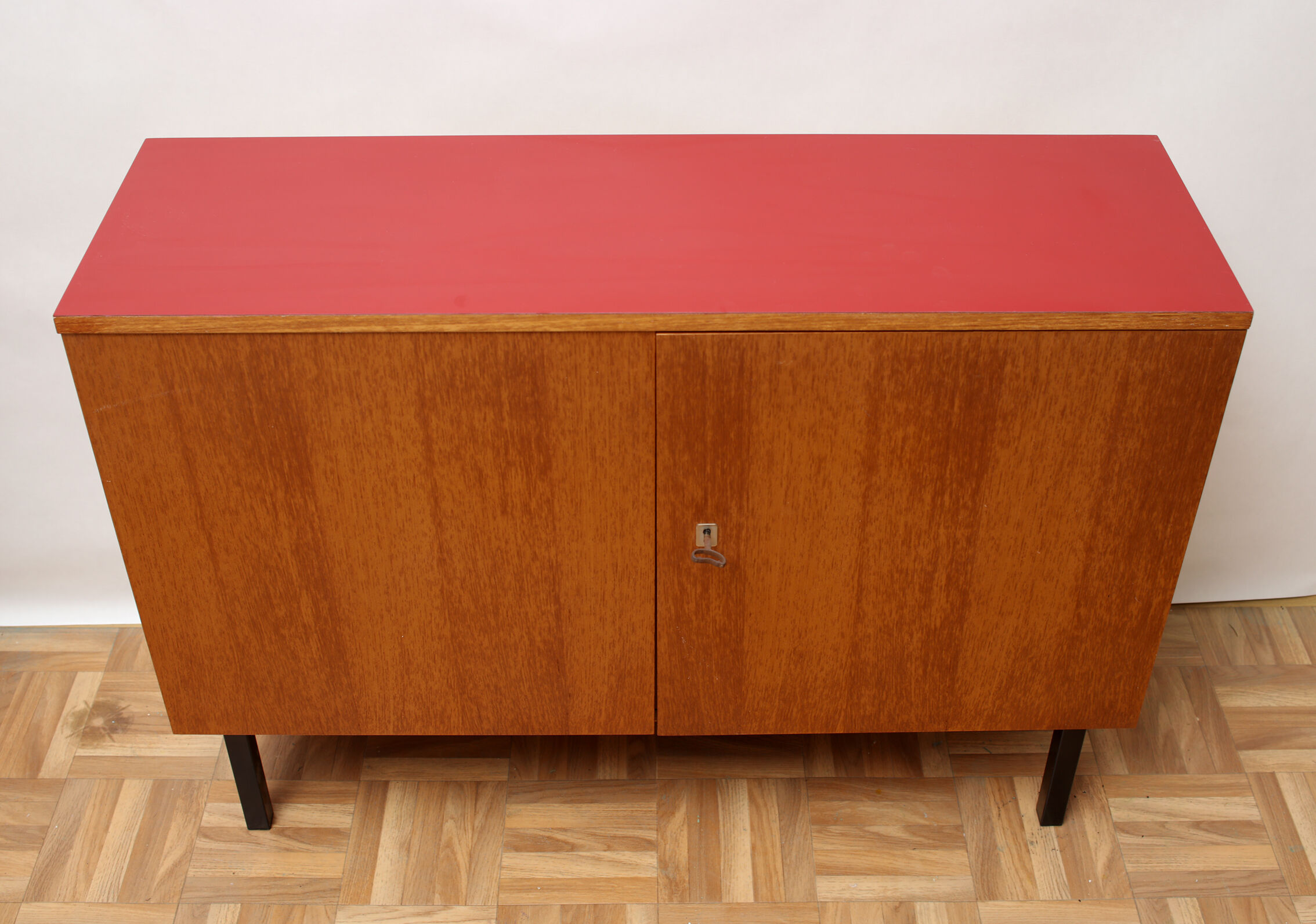 1960s sideboard in teak and formica red
