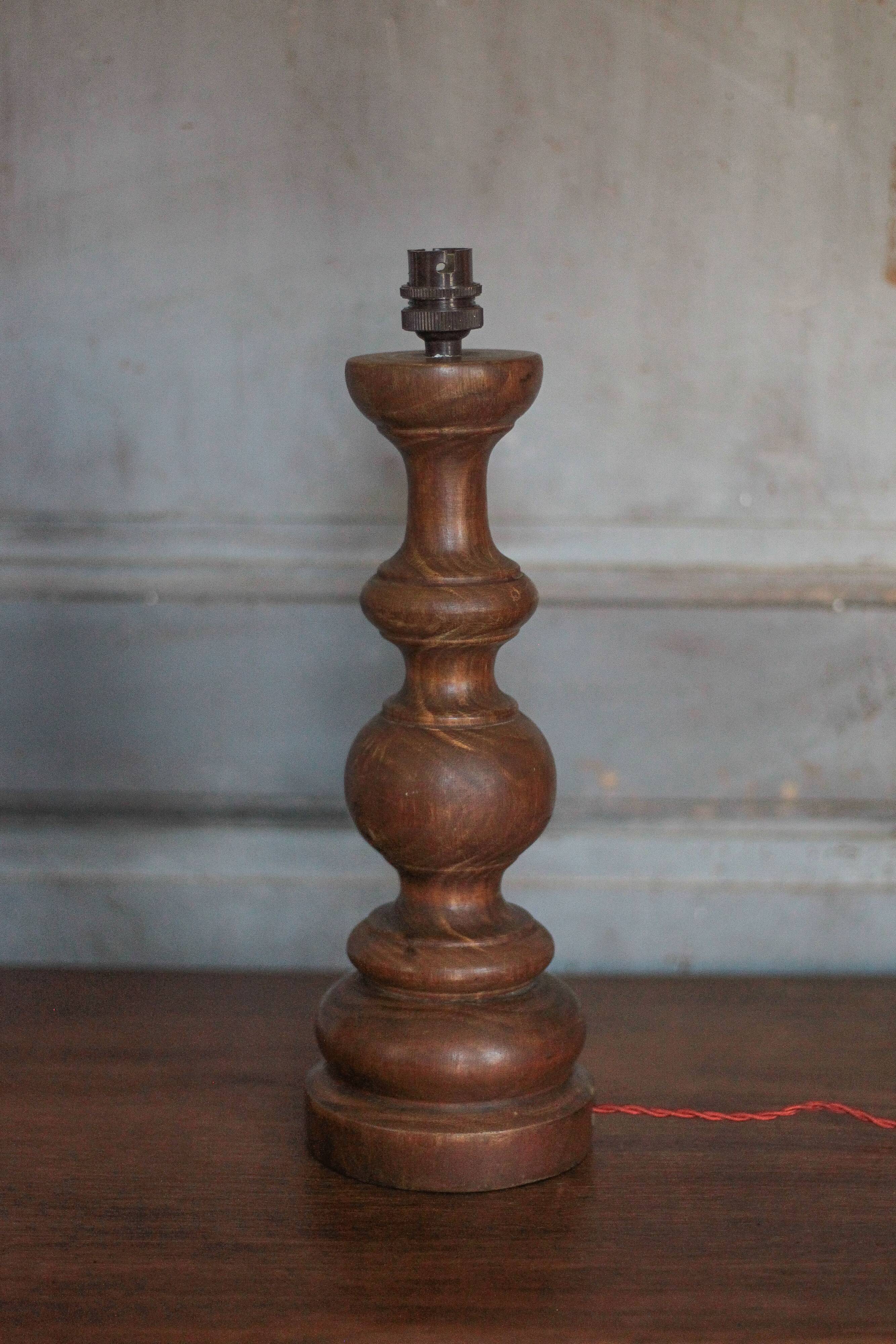 Turned wood lamp base, wooden lamp, table lamp, living room lamp