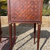 Louis XVI style marquetry & bronze bed and bedside table