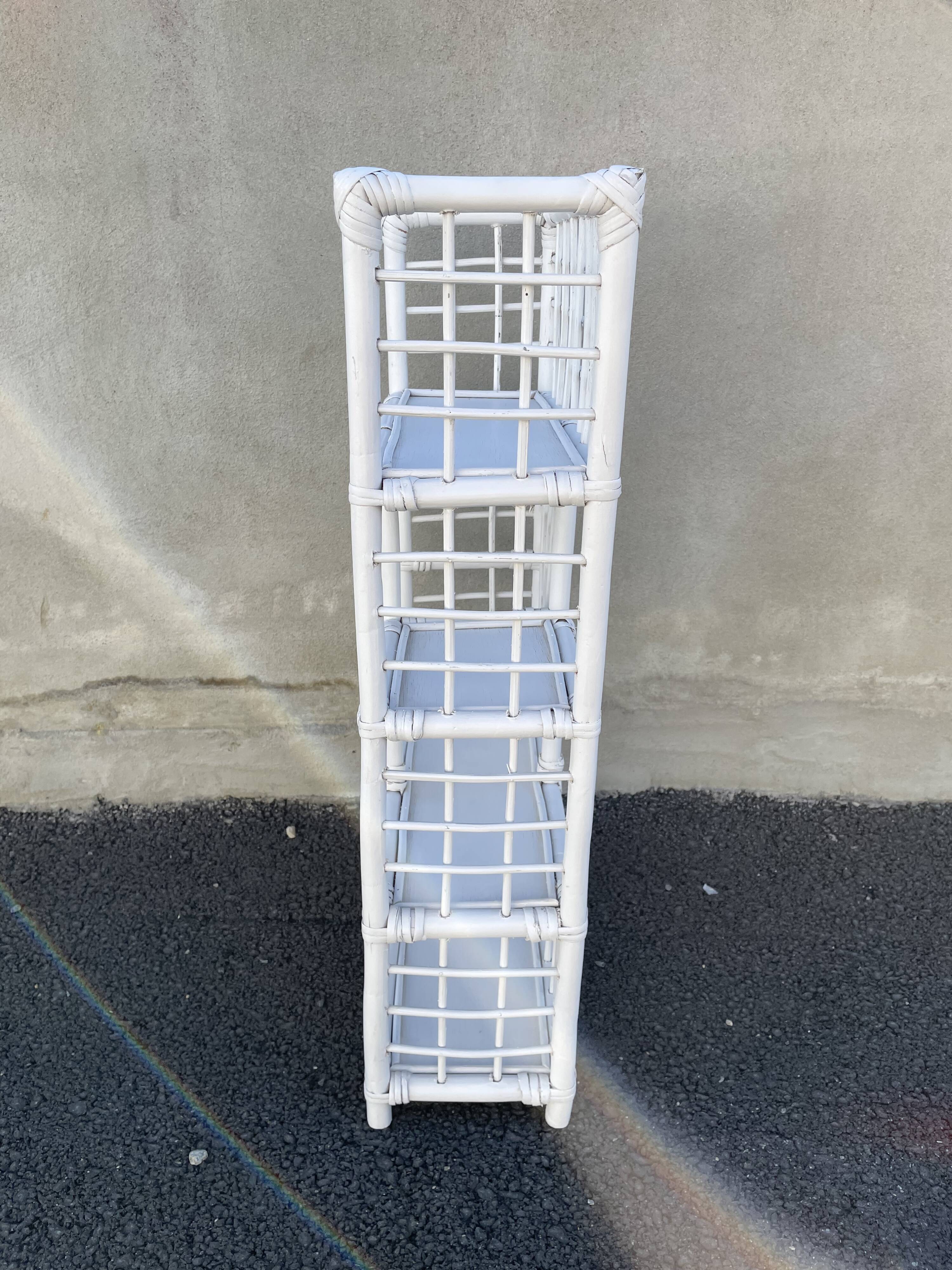 White rattan shelf with braces