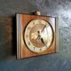 Vintage formica clock rectangular silent wall clock "Hermle gilded wood"