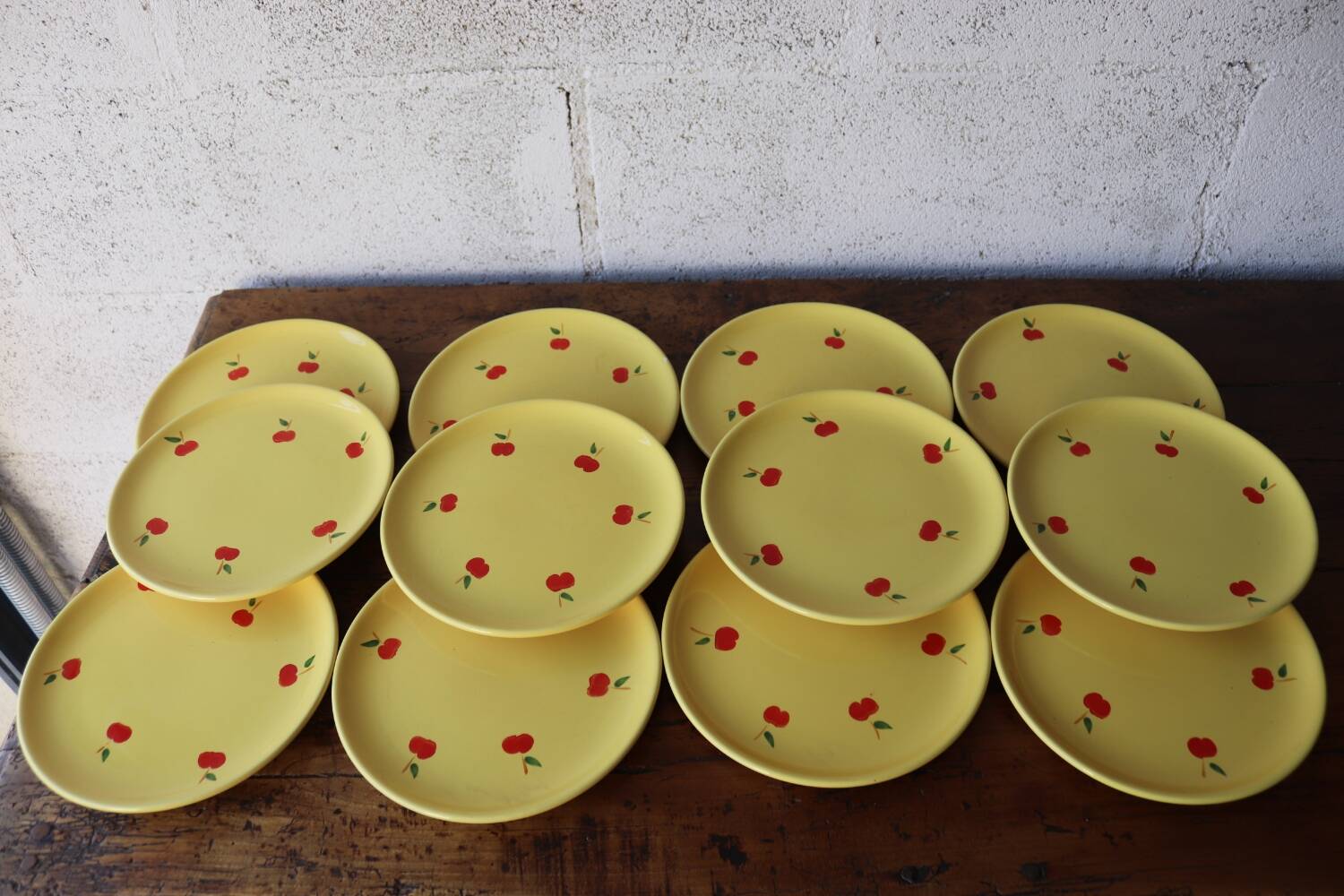 Hand-painted earthenware tea set – red apple motif