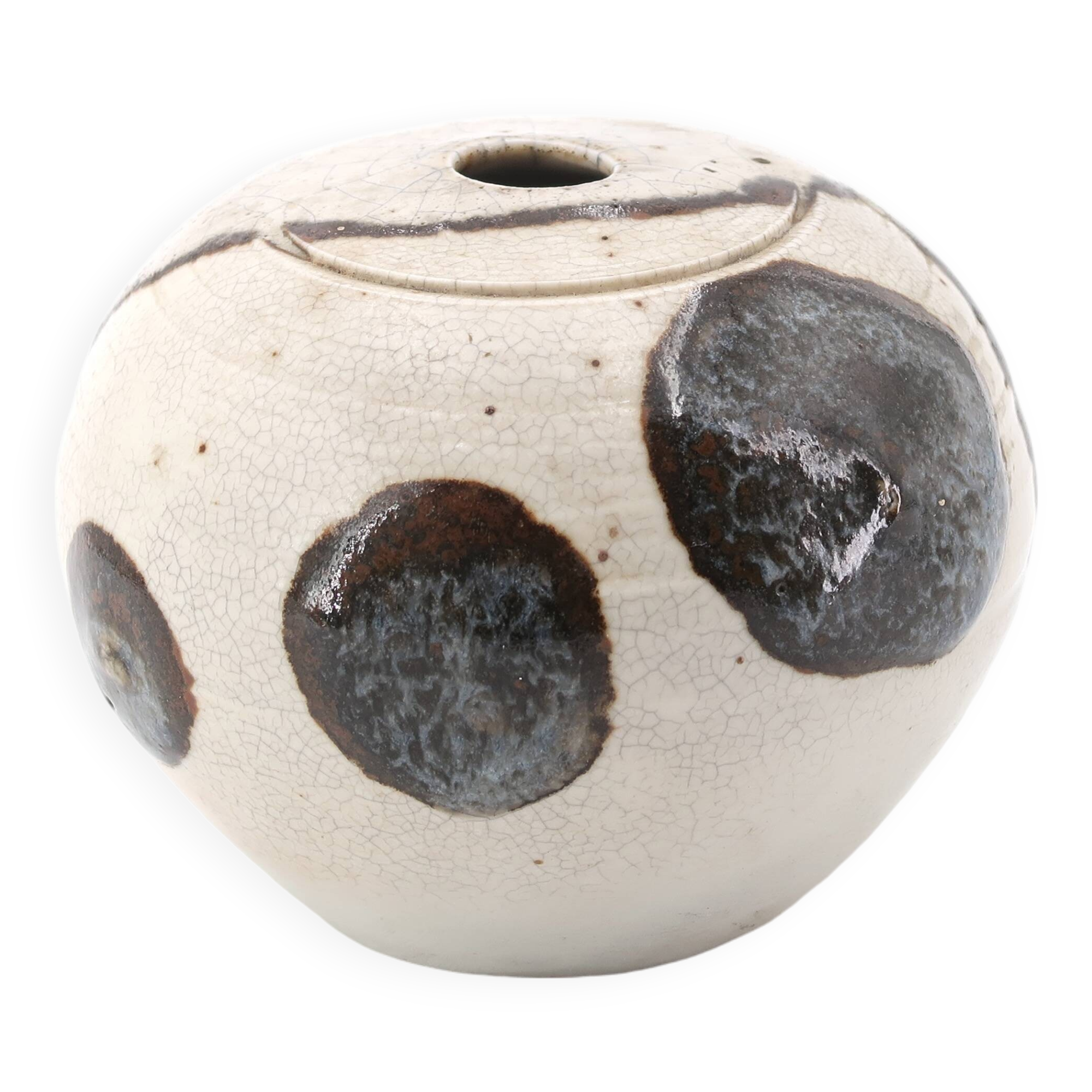 Signed ceramic vase with abstract decoration, 1970s