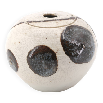 Signed ceramic vase with abstract decoration, 1970s