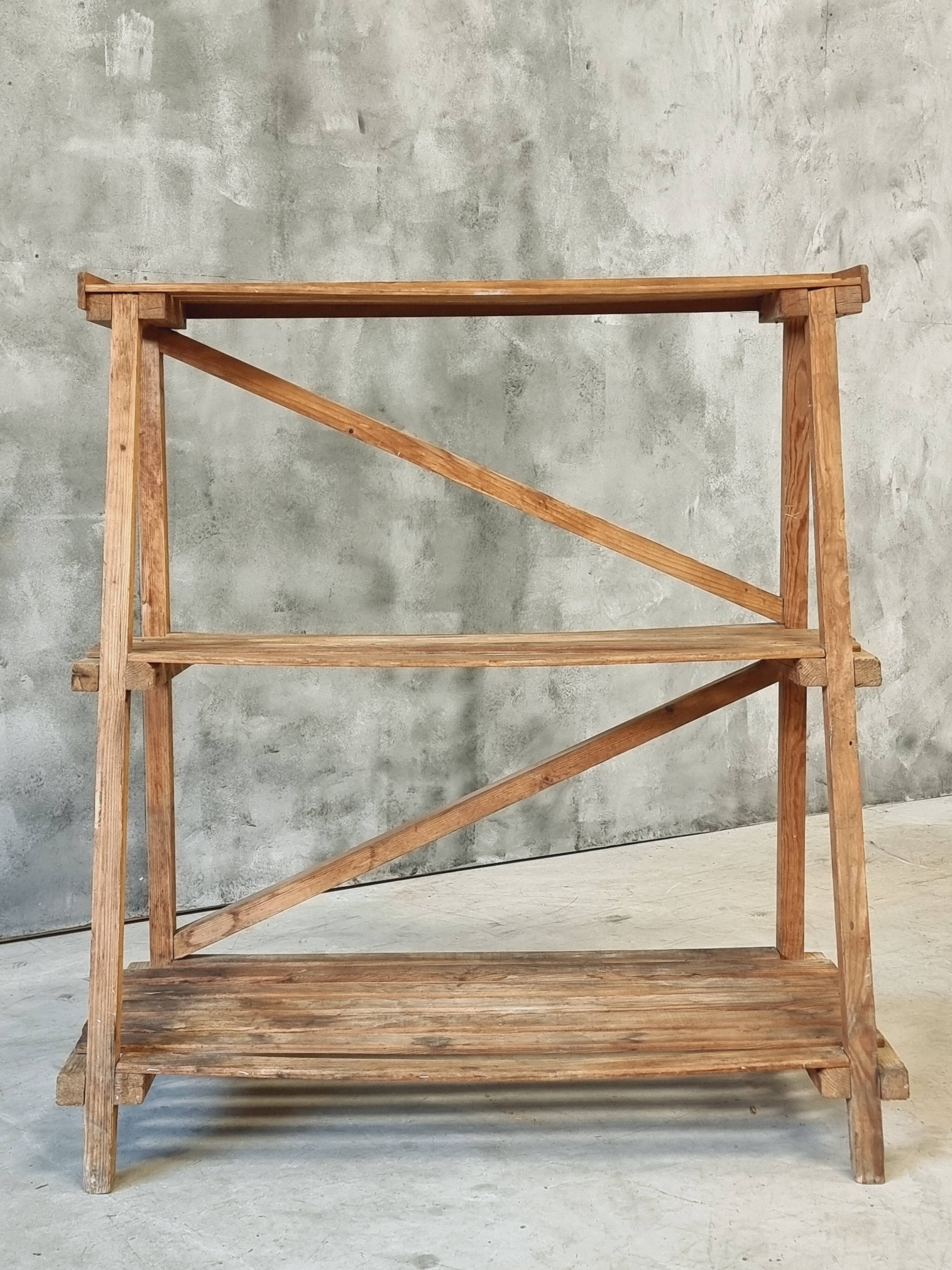 Plant shelf made of old pine wood