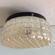 Round ceiling lamp in amber glass / vintage 60s-70s