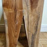 Brutalist stool in solid teak