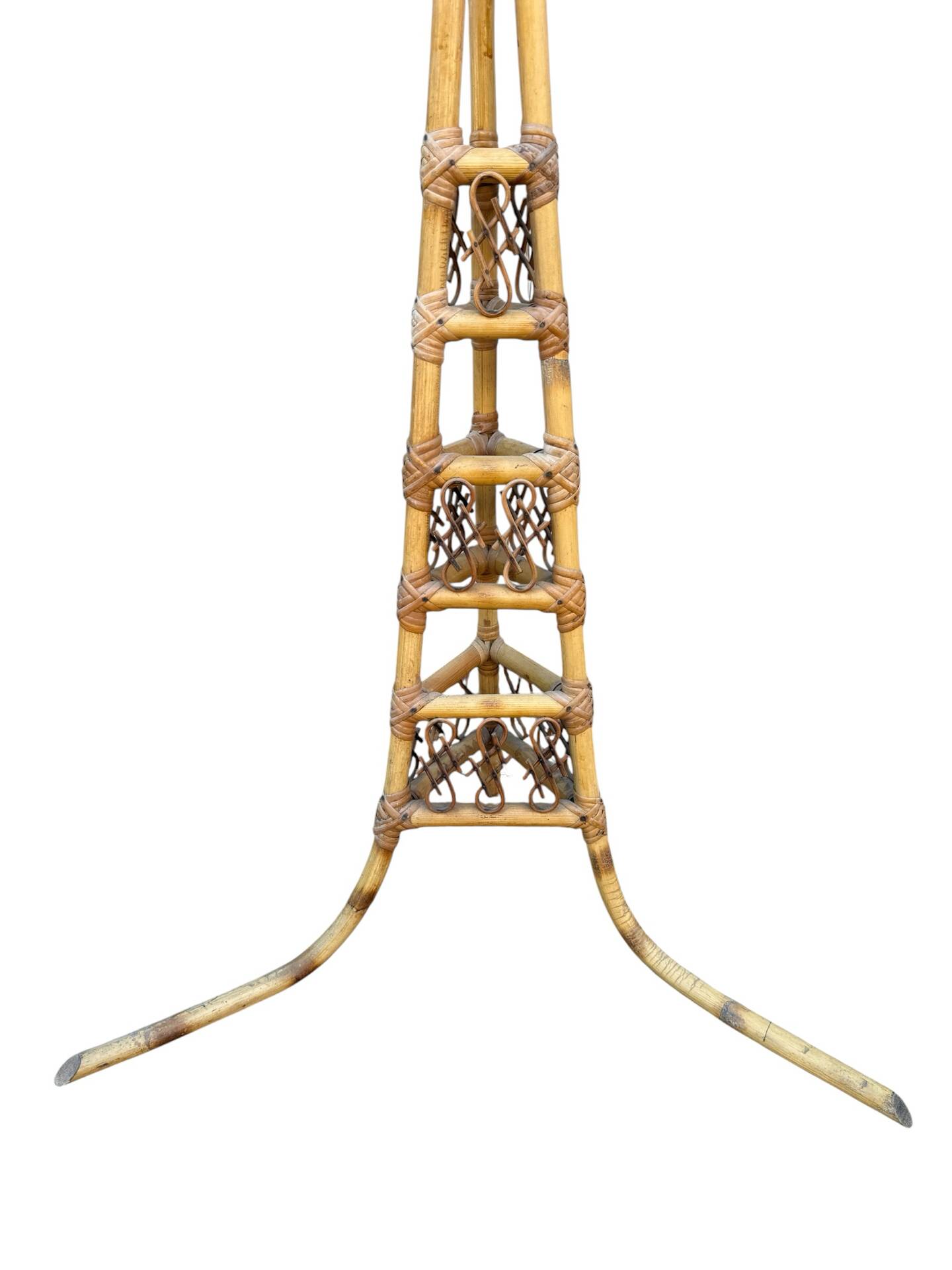 1950s Rattan Floor Lamp in the Style of Louis Sognot, France