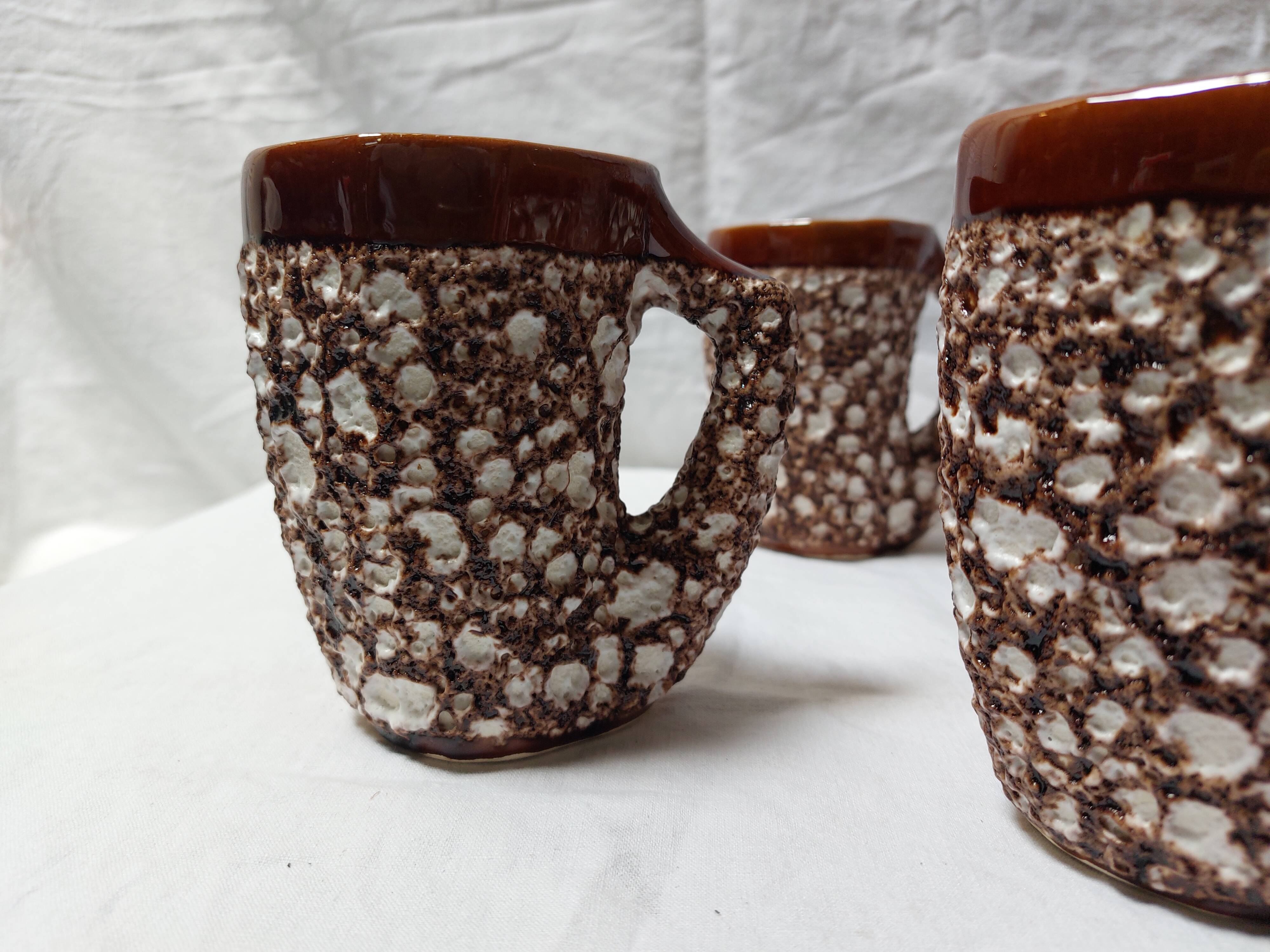 Vintage Vallauris orangeade service with 6 brutalist ceramic glasses.