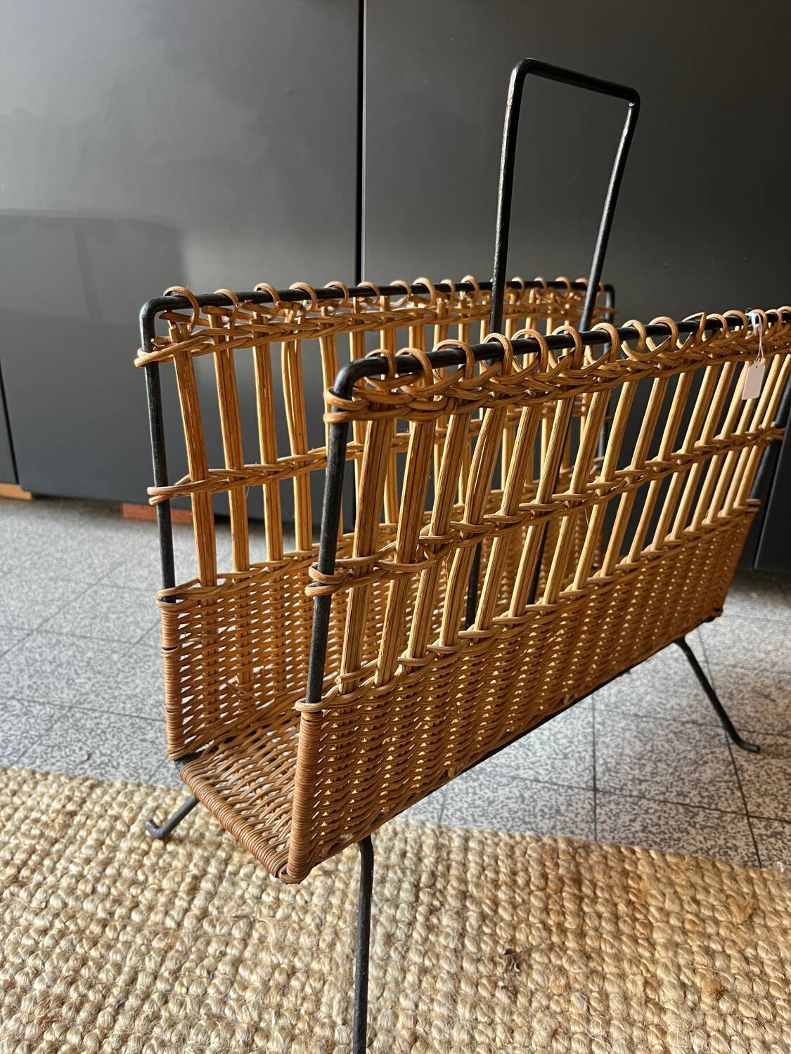Rattan magazine rack