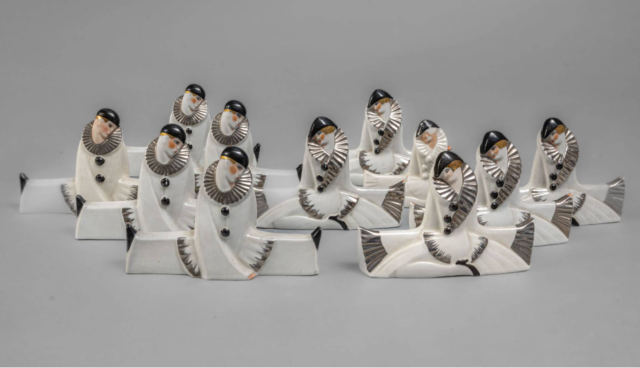 Knife holders (set of 10), Pierrot & Colombine