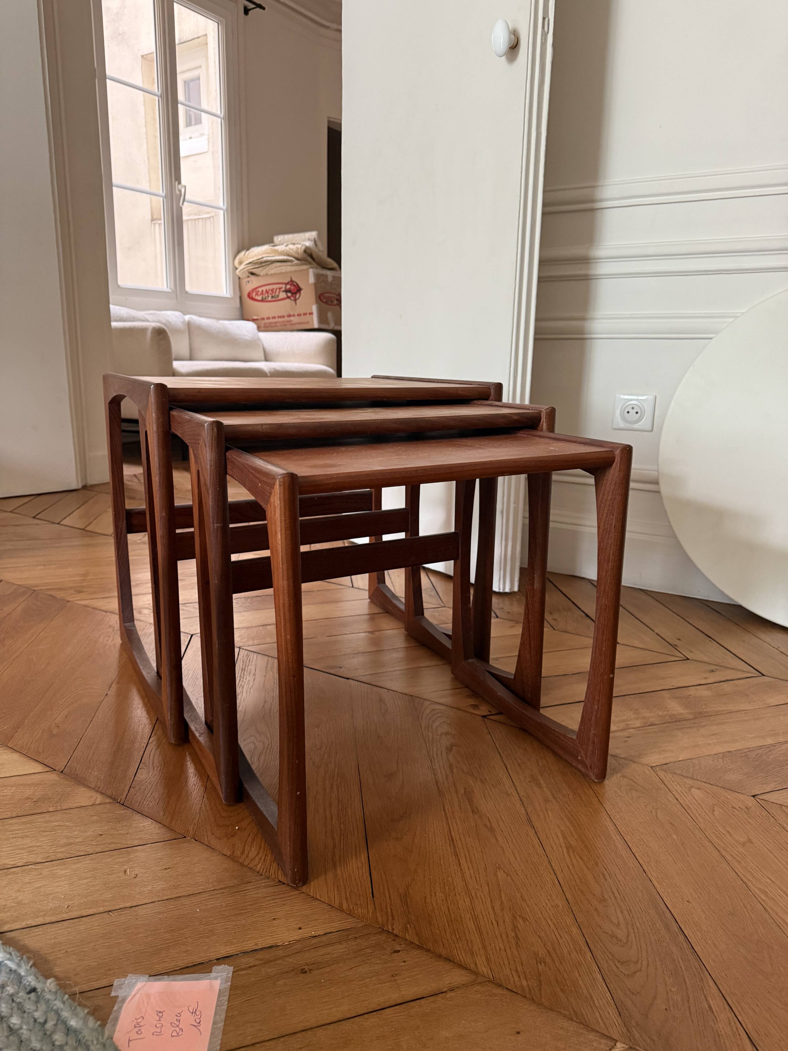 Set of 3 Scandinavian nesting tables from the 60s