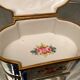 Domed porcelain box polychrome floral decoration on blue background brand Sèvres