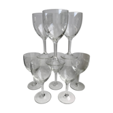 Set of 10 wine glasses engraved 50s-60s