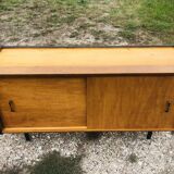 Small vintage row with sliding doors, metal legs Circa 50's