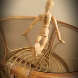 Light rattan lounge table and smoked glass