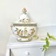 Covered candy jar signed M Malicorne, Moustiers decor