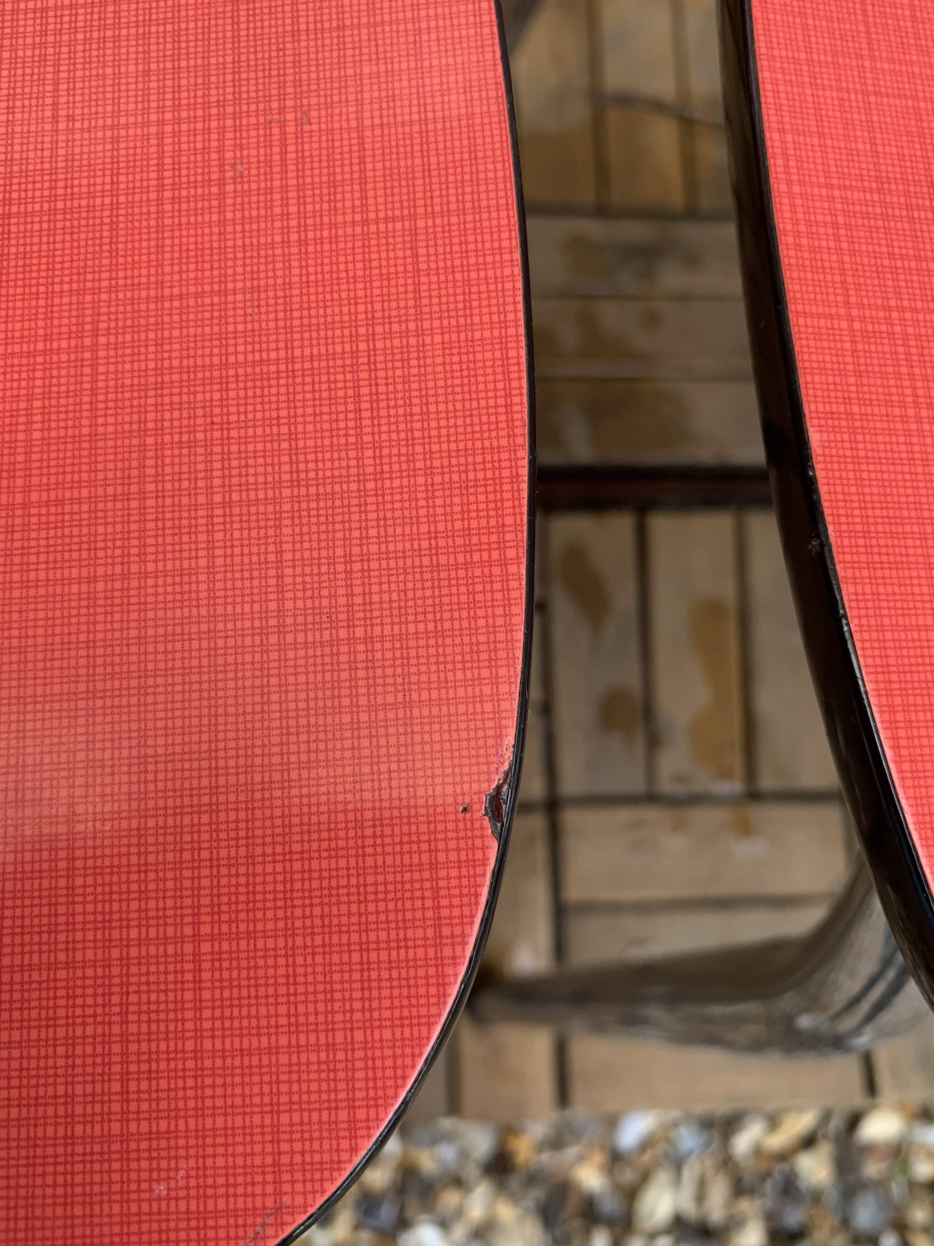 Pair of red Formica chairs Roc 1960