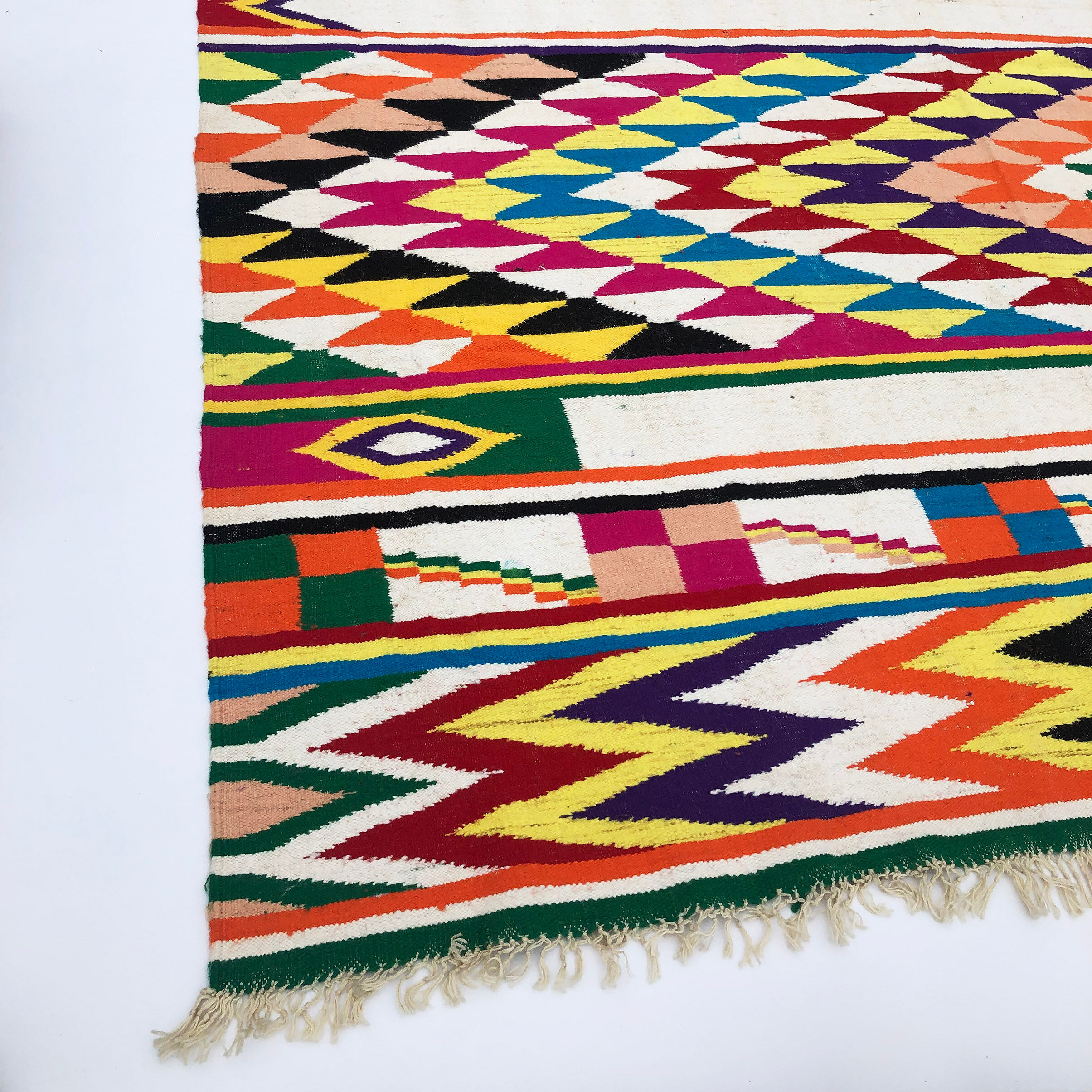 XXL Vintage Handmade Algerian Berber Ethnic Bohemian Antique Carpet - Area Rug 399x217