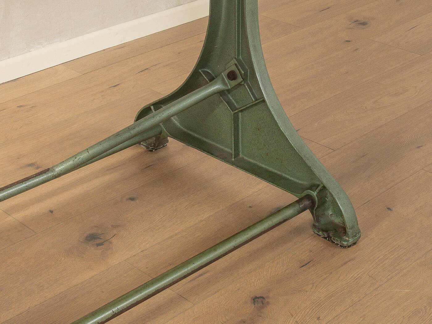 Unique dining table with cast iron base and solid wood top