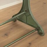 Unique dining table with cast iron base and solid wood top