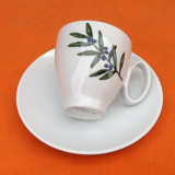 Set of 2 Guy Degrenne porcelain coffee cups with saucers